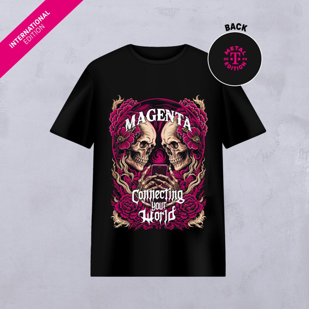 MAGENTA CONNECTING SKULLS SHIRT